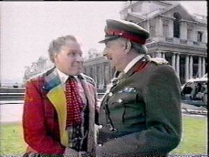 The Brigadier and the Sixth Doctor in the 30th Ann. Special Dimensions in Time