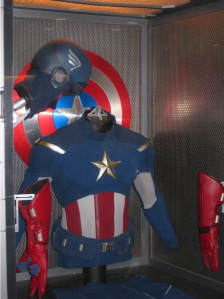Close-up shot of Captain America's redesigned costume from The Avengers 2012