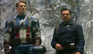 Chris Evans as Captain America and Sebastian Stan as Bucky