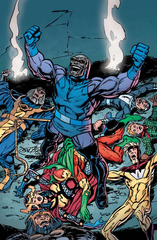 Darkseid stands triumphant over the Gods of New Genesis